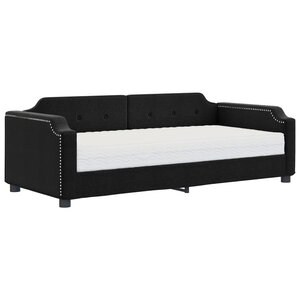 vidaXL Lit de jour avec matelas noir 90x200 cm tissu