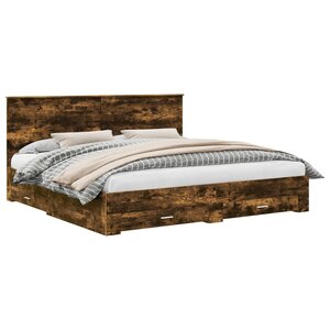 vidaXL Cadre de lit Chêne fumé 200 x 200 cm Bois d'ingénierie