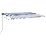 vidaXL Auvent automatique capteur de vent LED 500x350 cm Bleu et blanc