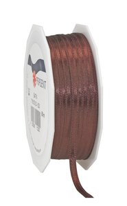 Satin double face 50-m-rouleau 3 mm brun