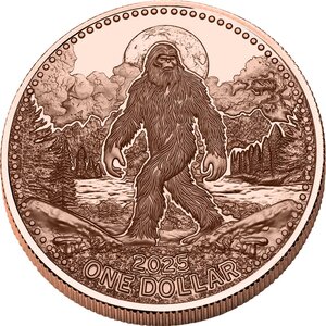 Pièce de monnaie en Cuivre 1 Dollar g 155.5 (5 oz) Millésime 2025 Native American Myth BIGFOOT