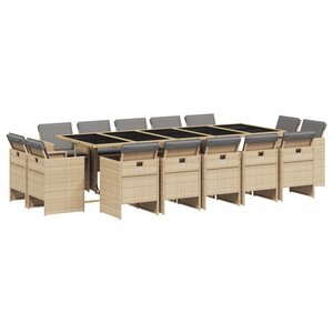 vidaXL Ensemble à manger de jardin et coussins 15 Pièces mélange beige