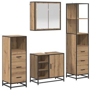 vidaXL Ensemble de mobilier de salle de bain 4 Pièces Chêne artisanal