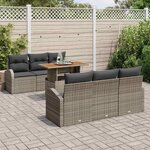 vidaXL Ensemble de canapé de jardin 7 Pièces Gris Poly rotin