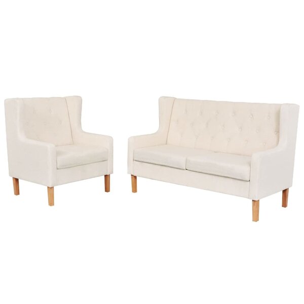 vidaXL Ensemble de canapés 2 Pièces tissu blanc crème