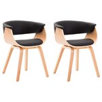 vidaXL Chaises à manger lot de 2 noir bois courbé et similicuir