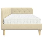vidaXL Cadre de lit d'angle avec matelas Crème 90 x 200 cm tissu