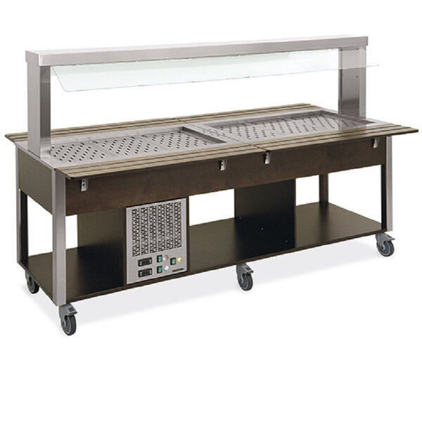 Buffet professionnel chaud et froid 6 gn 1/1 - virtus - r404 - bois2260 x680x1440mm