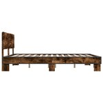 vidaXL Cadre de lit chêne fumé 150x200 cm bois d'ingénierie et métal