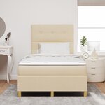 vidaXL Lit à ressort avec matelas et LED Crème 120x200 cm Tissu