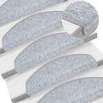 vidaXL Tapis d'escalier 30 pièces 65 x 24 x 4 cm Gris clair Demi-rond Grand