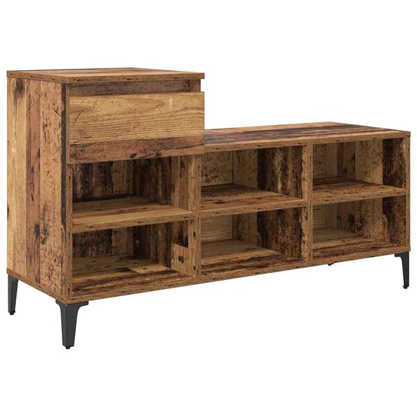 vidaXL Cabinet à chaussures avec tiroir Bois ancien 102 x 36 x 60 cm