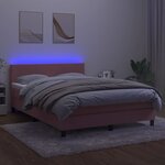 vidaXL Sommier à lattes de lit avec matelas LED Rose 140x190cm Velours