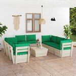 vidaXL Salon de jardin palette 9 Pièces avec coussins bois d'épicéa