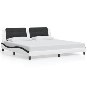 vidaXL Cadre de lit sans matelas Zadar blanc et noir 200x200 cm similicuir