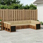 vidaXL Ensemble de canapé d'angle avec coussin 7 Pièces Naturel