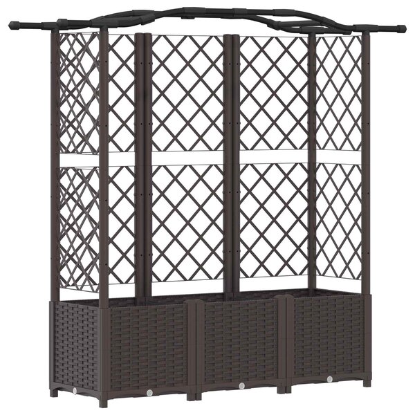 vidaXL Lit Élevé avec Treillis et Toit Marron 163 x 40 x 138 cm PP