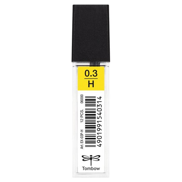 Etui de 12 Mine pour porte-mine pointe calibrée 0 3 mm dureté H TOMBOW
