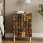 vidaXL Cabinet de chevet avec tiroir Chêne fumé 43 x 41 x 66 5 cm