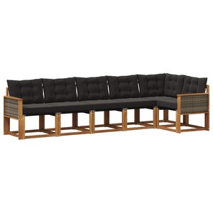 vidaXL Ensemble de canapés d'extérieur 6 pc Naturel et noir