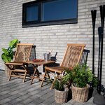 Table de jardin carrée 50 cm + 2 chaises en teck