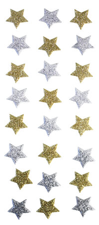 Sticker étoile pailletée argent  Doré 18 mm x 24 pièces