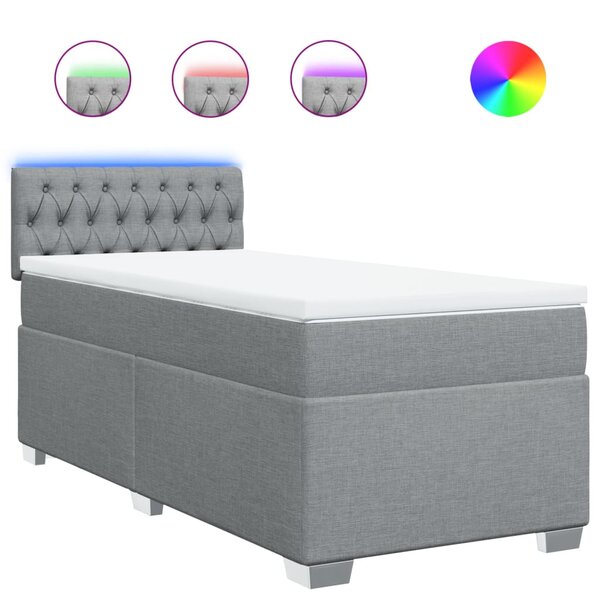 vidaXL Sommier à lattes de lit et matelas Gris clair 90x190 cm Tissu