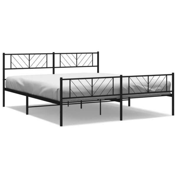 vidaXL Cadre de lit métal avec tête de lit/pied de lit noir 193x203 cm