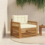 vidaXL Canapé d’extérieur Bois d'Acacia Massif Naturel et Crème