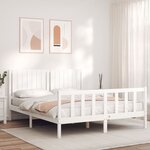 vidaXL Cadre de lit avec tête de lit blanc 160x200 cm bois massif