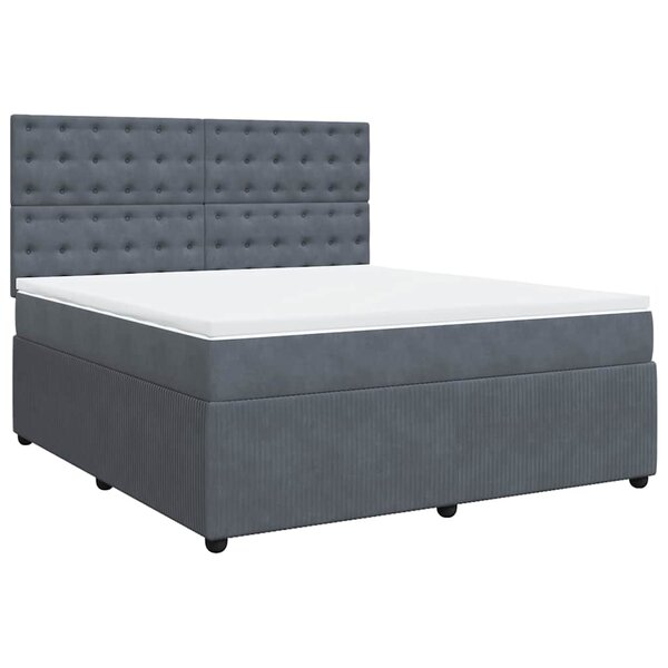 vidaXL Sommier à lattes de lit et matelas Gris foncé 180x200cm Velours