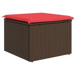 vidaXL Tabouret de jardin avec coussin Marron 55x55x37 cm Résine tressée
