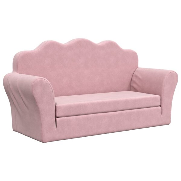 vidaXL Canapé-lit pour enfants 2 places rose peluche douce