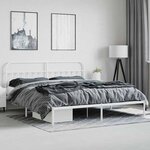 vidaXL Cadre de lit métal sans matelas et tête de lit blanc 200x200 cm