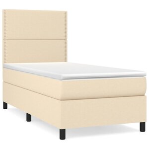 vidaXL Sommier à lattes de lit avec matelas Crème 90x200 cm Tissu