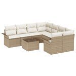 vidaXL Canapé de jardin modulable 9 pièces avec coussins beiges en poly rotin