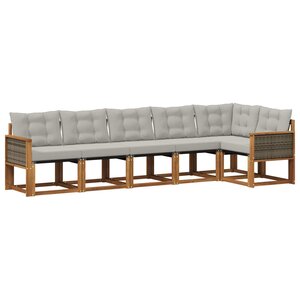 vidaXL Ensemble de canapés d'extérieur 6 pc Naturel et gris clair