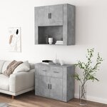 vidaXL Buffet haut Gris béton Bois d'ingénierie