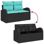 vidaXL Ensemble de canapé de jardin avec coussin 4 Pièces Noir polyrotin