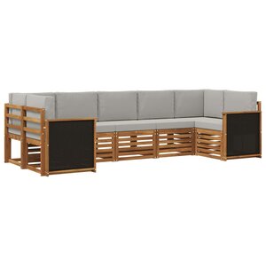 vidaXL Ensemble de canapé d'angle 6 Pièces Naturel et gris clair
