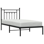 vidaXL Cadre de lit métal avec tête de lit noir 90x200 cm