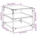vidaXL Table basse avec dessus en verre transparent 50x50x45 cm acier