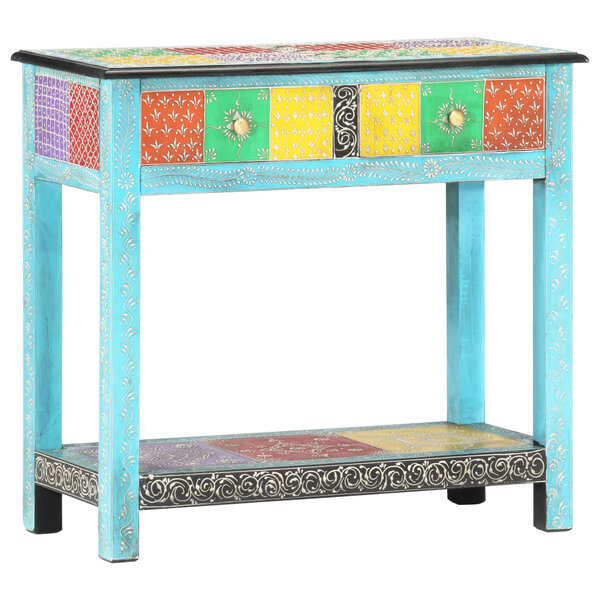 vidaXL Table console peinte à la main 80x35x75 cm Bois de manguier