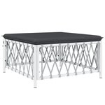 Salon de jardin meuble d'extérieur ensemble de mobilier avec coussins 5 pièces blanc acier 02_0018301