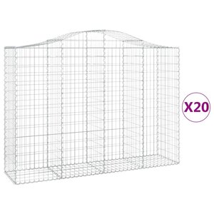 vidaXL Paniers à gabions arqués 20 Pièces 200x50x140/160 cm Fer galvanisé