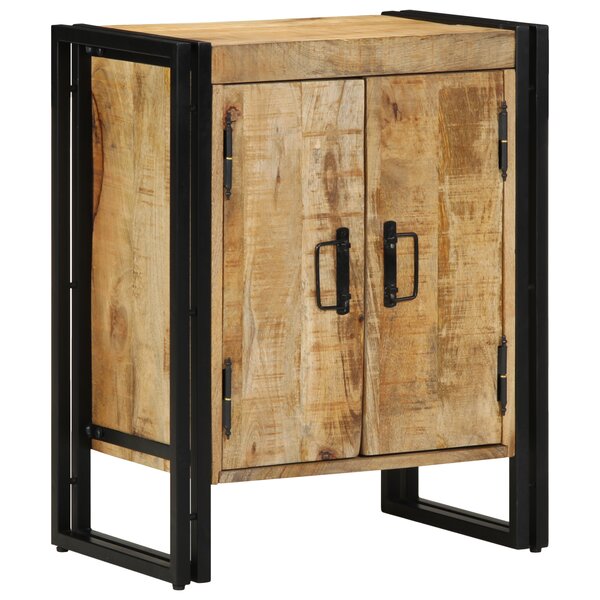 Cabinet à chaussures vidaXL Noir 30x30x40 cm en bois de manguier massif et acier