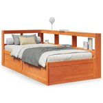 vidaXL Lit bibliothèque sans matelas cire marron 100x200 cm pin massif