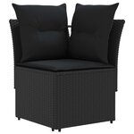 vidaXL Ensembles de meubles avec oreiller 5 Pièces Noir Rotin PE
