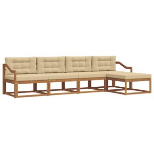 vidaXL Ensemble de canapés d'extérieur 5 Pièces Naturel et Beige