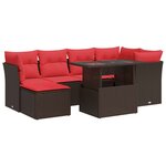vidaXL Salon de jardin avec coussins 7Pièces marron résine tressée acacia